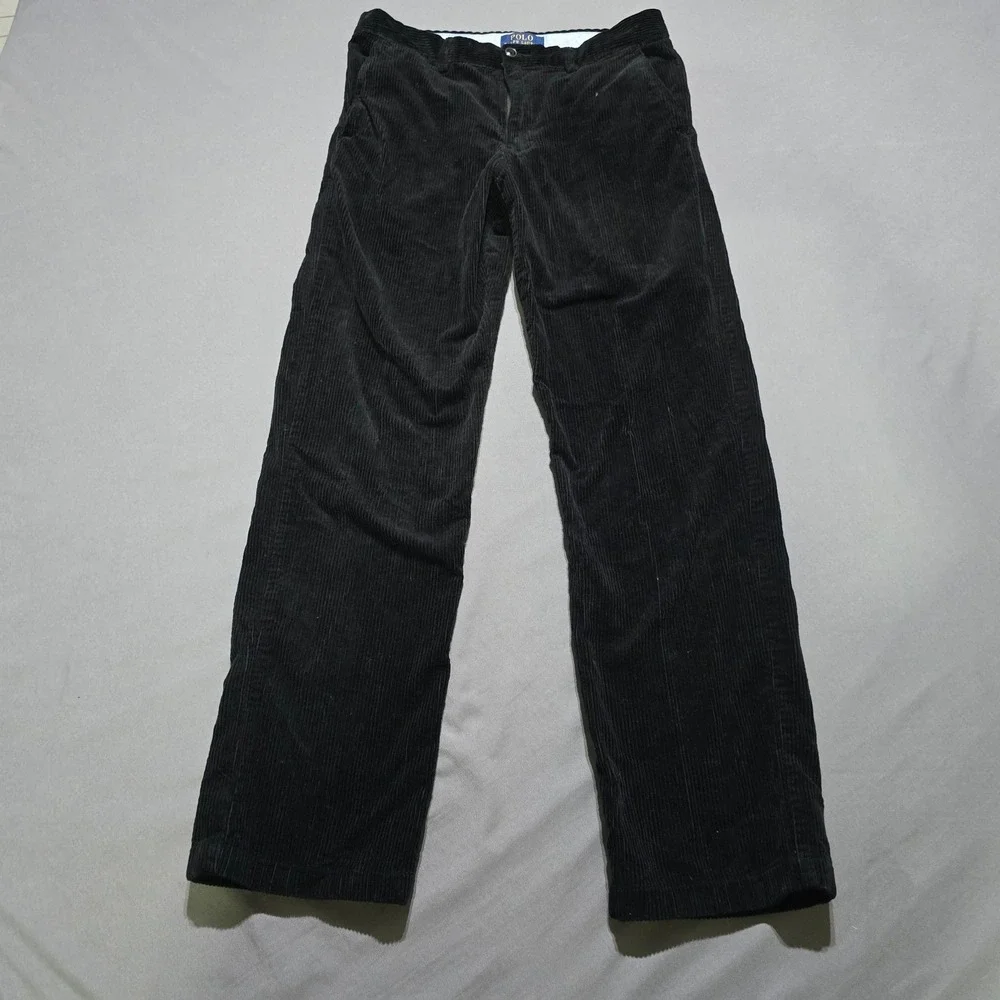 Polo Ralph Lauren Corduroy Pants Kids Size 16 Black Straight Leg Red Pony Logo